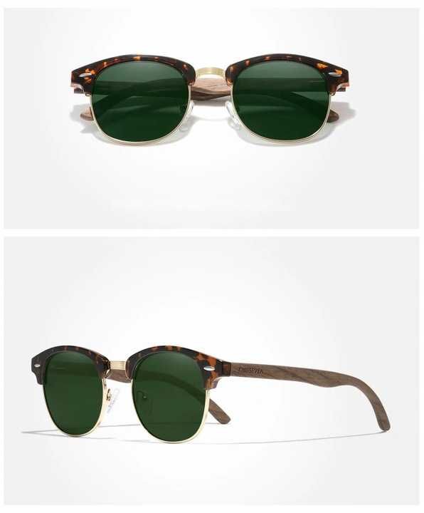 Okular KINGSEVEN drewno vintage retro Panterka polaryzacja jak RAY-BAN