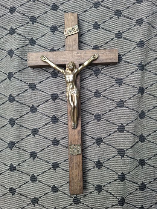 Krzyż wiszący drewniany,  krucyfiks, stary,vintage