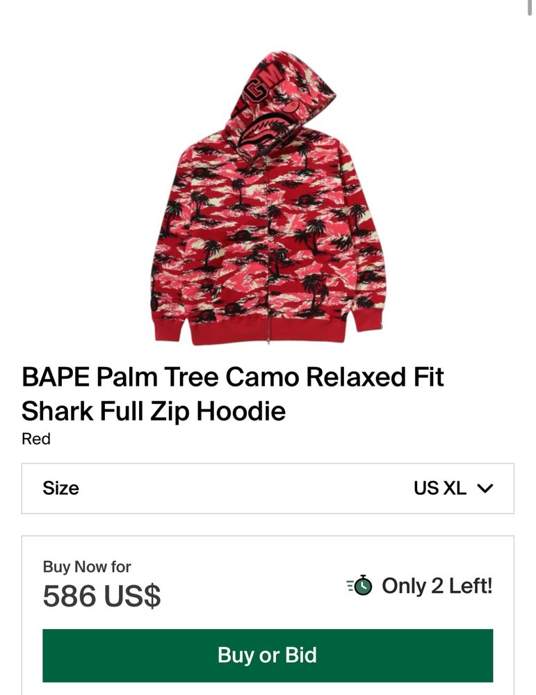 Bape shark hoodie palm tree camo