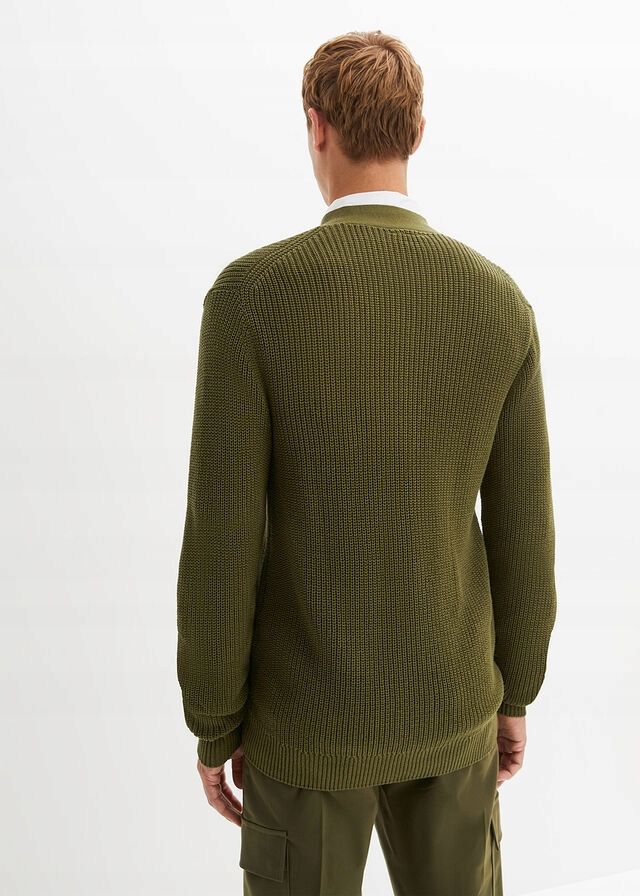 B.P.C Męski sweter rozpinany z kieszeniami ciemna zieleń ^56/58, XL