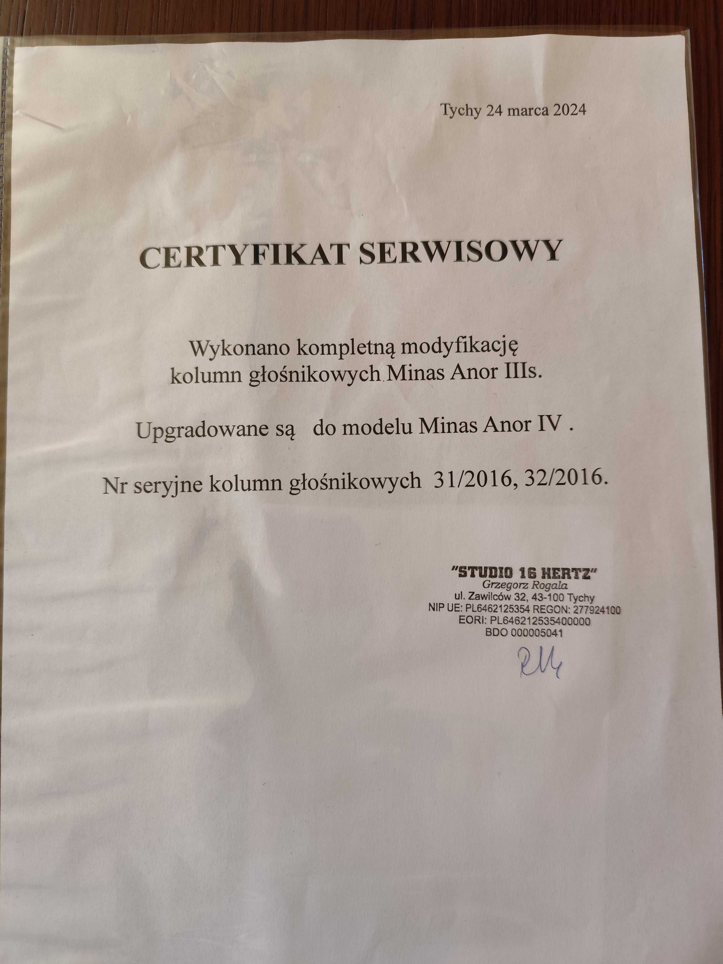 Kolumny Minas Anor IV Studio 16 Hertz