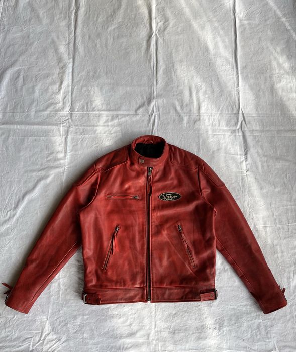 Мото куртка кожанная Watson Motors Red Leather Racer Jacket Moto