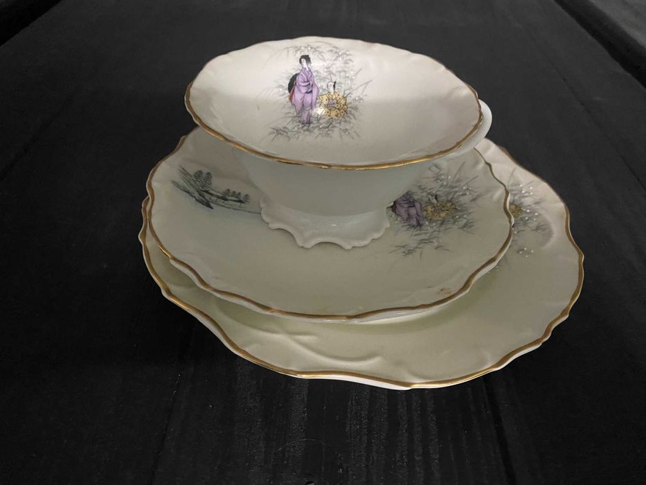 Conjunto de 3 peças Mouzinho Otaru Vista Alegre, antiquíssimo e raro