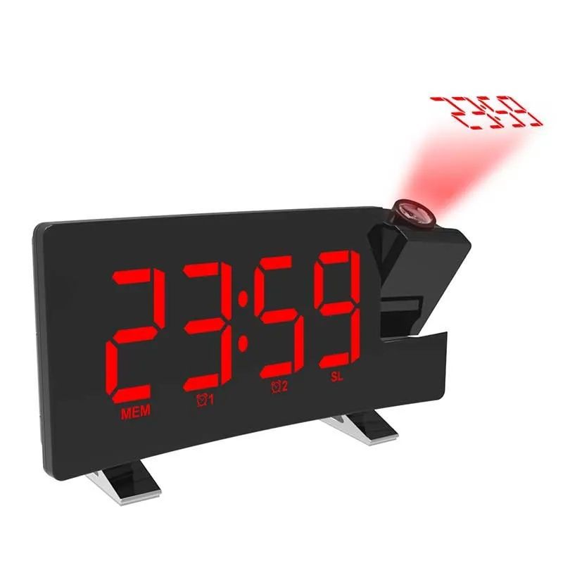 Цифровой светодиодный проектор Будильник Радио Таймер Подсветка Часы