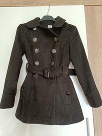 Czarny, ciepły płaszcz dla dziewczynki 128 134