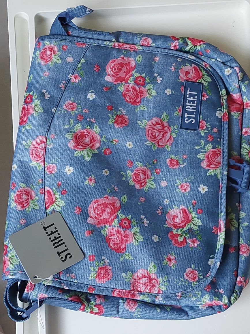 Torba jeansowa w kwiatki na ramię ST.Majewski