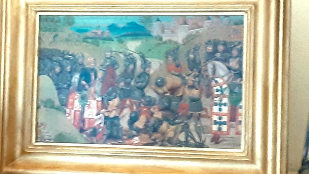 Quadro Monarquia Medieval Batalha de Aljubarrota 46 cm x 27 cm