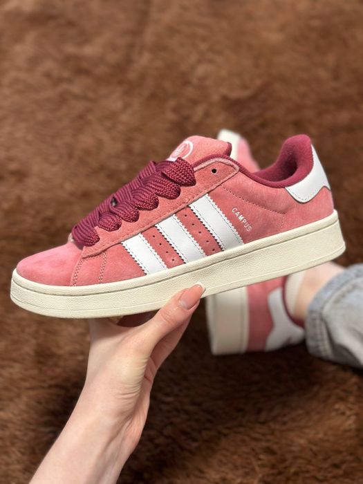 Жіночі замшеві нові кросівки Adidas Campus Pink зручні рожеві стильні