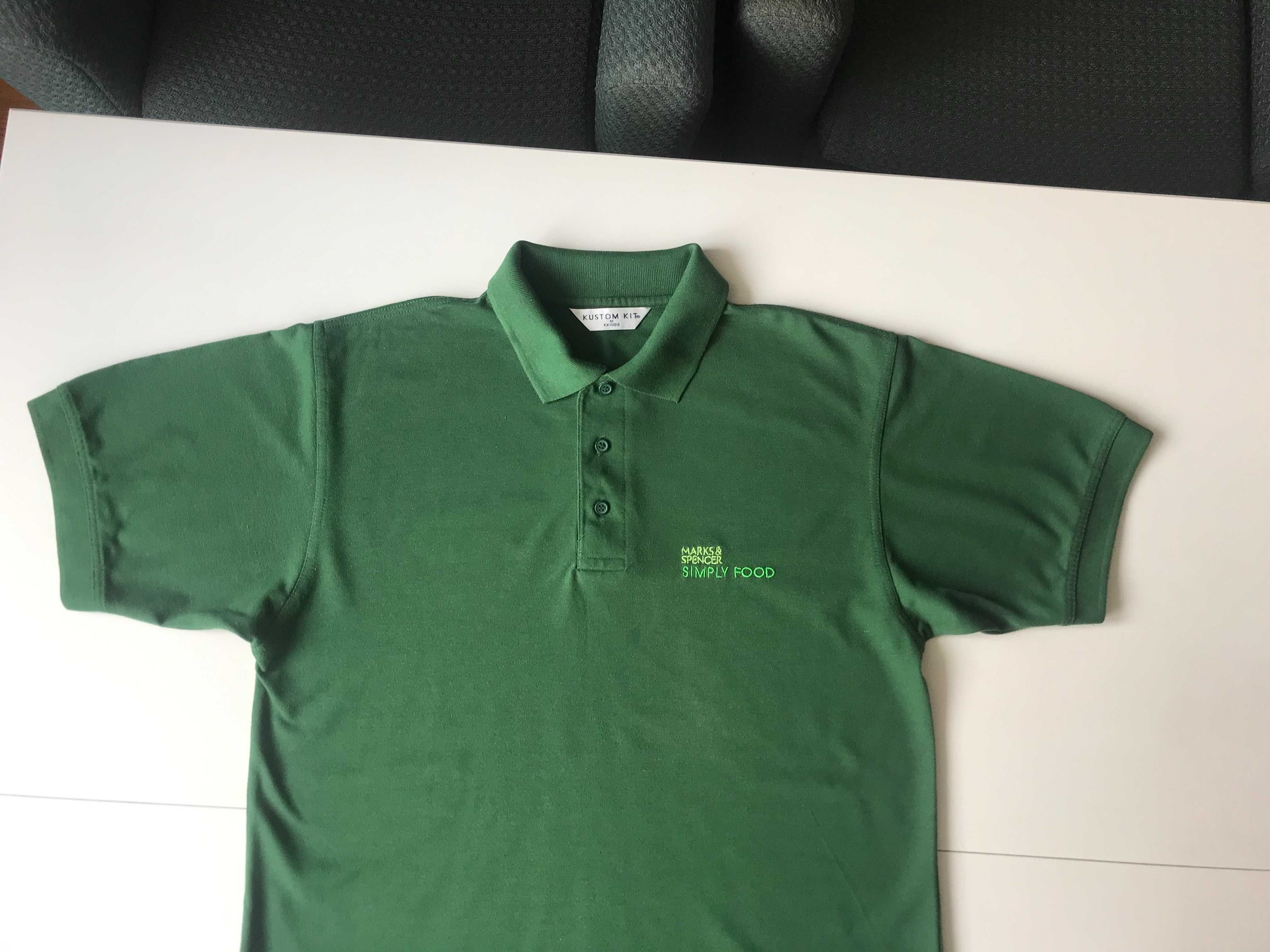 Marks&Spencer vintage koszulka polo zielona na krótki rękaw M L  M&S