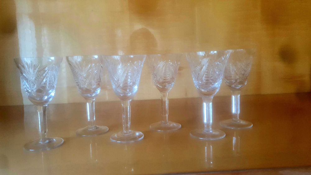 Karafka krysztalowa wraz z kieliszkami. Prl, vintage, szklo, krysztal