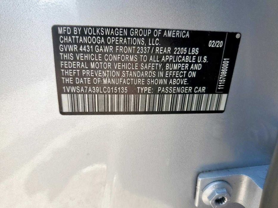 Продам 2020 VOLKSWAGEN PASSAT SE авто розмитнене 127т км пробігу