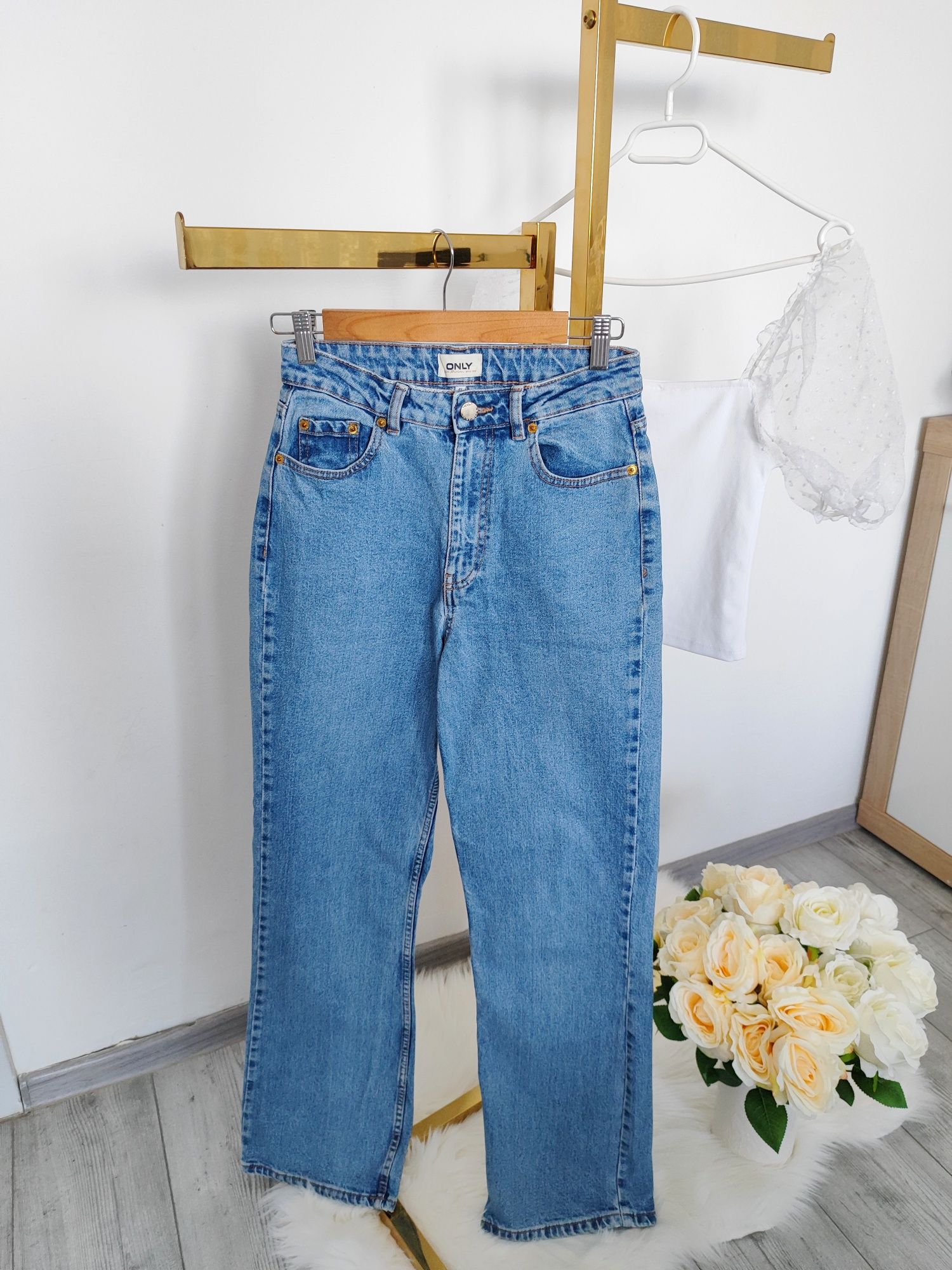 Spodnie z wysokim stanem jeansowe jeans vintage boyfriendy