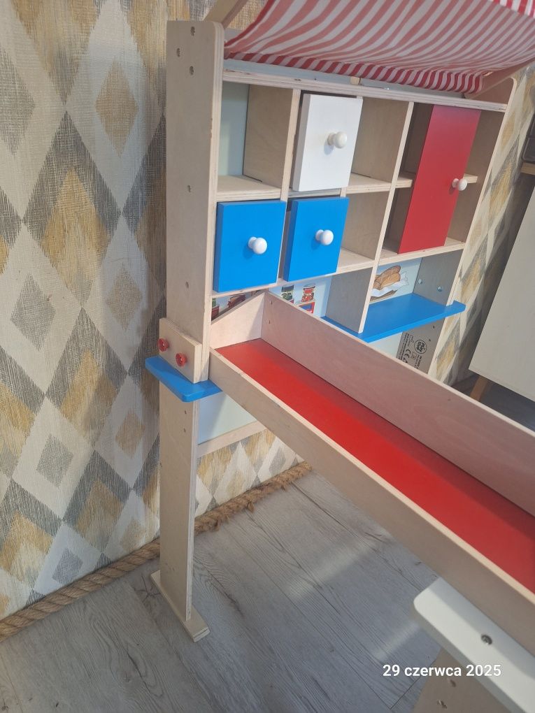 Sklep drewniany supermarket plus kasa i warzywa  Playtive Lidl