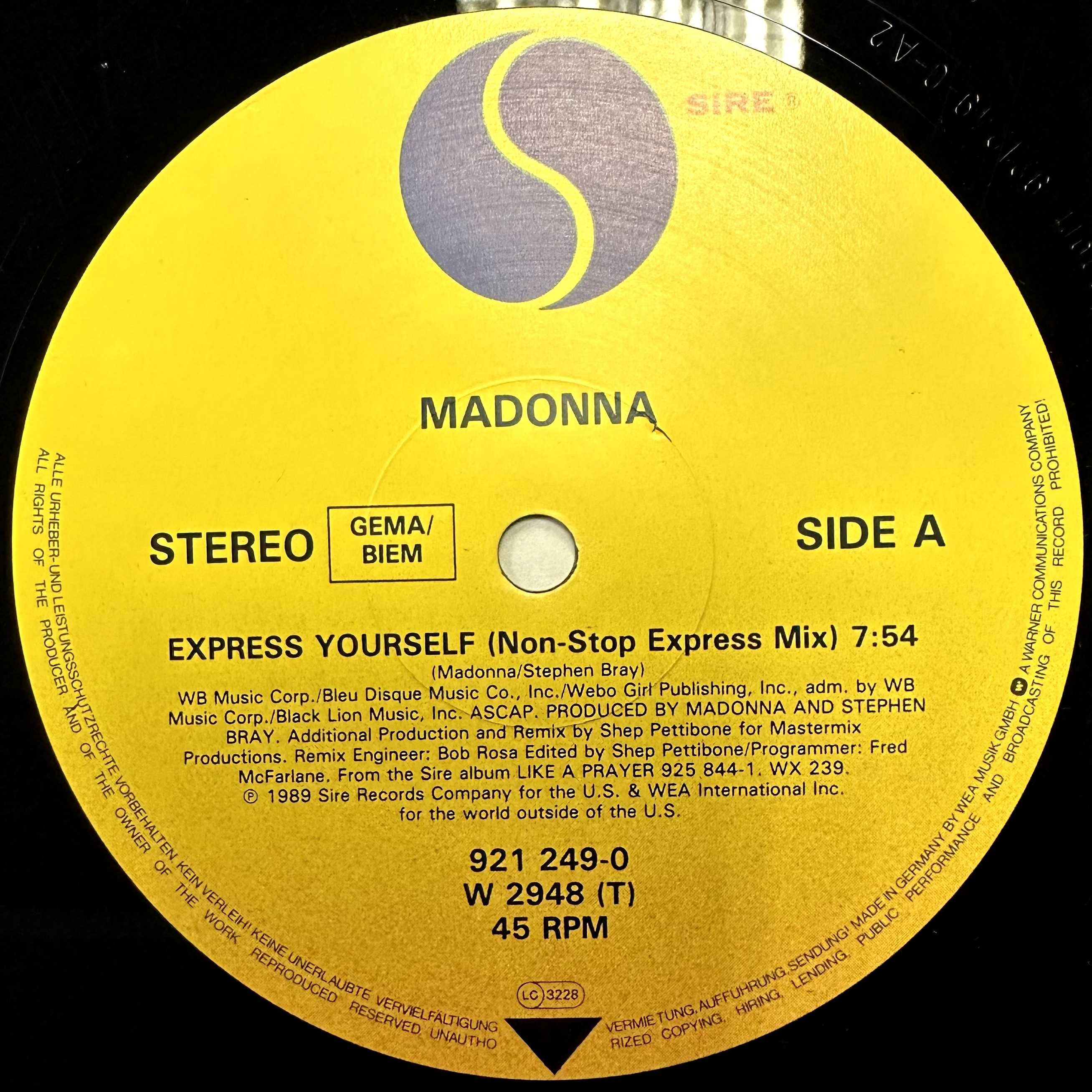 Madonna - Express Yourself (Vinyl, 1989, Germany)
