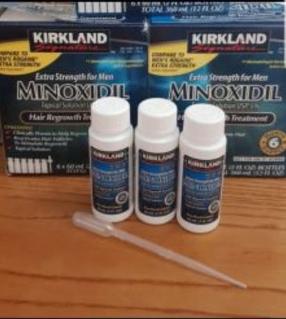 3 frascos Minoxidil Kirkland + conta-gotas