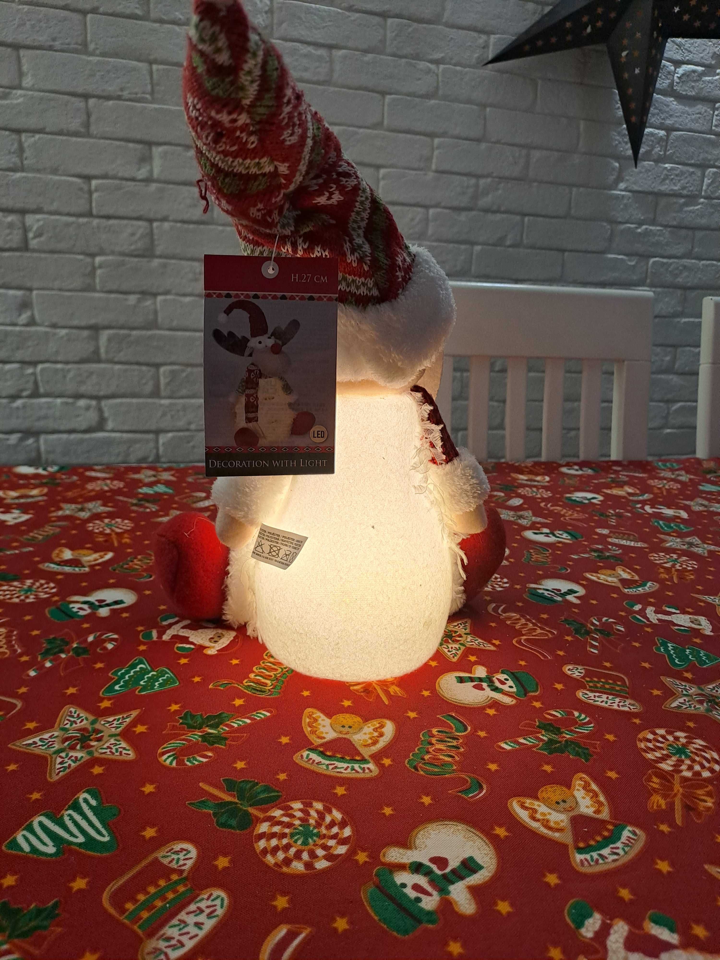 Święty Mikołaj pluszowy 27cm LED