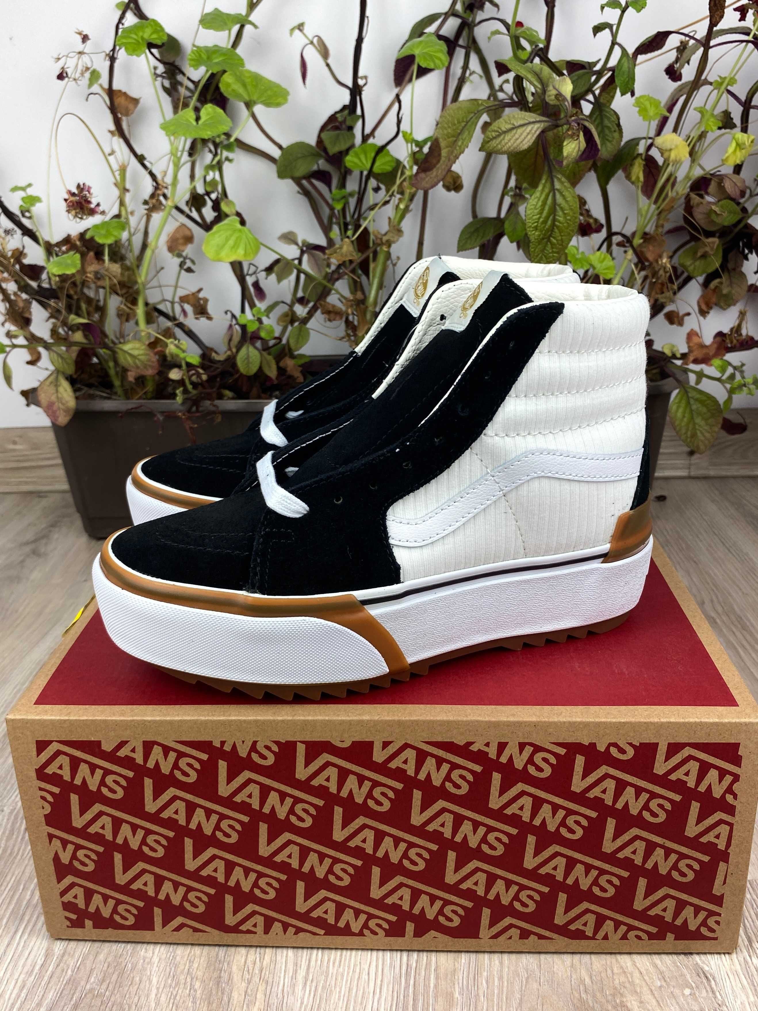 białe czarne brązowe buty vans sk8-hi stacked r. 36,5 81