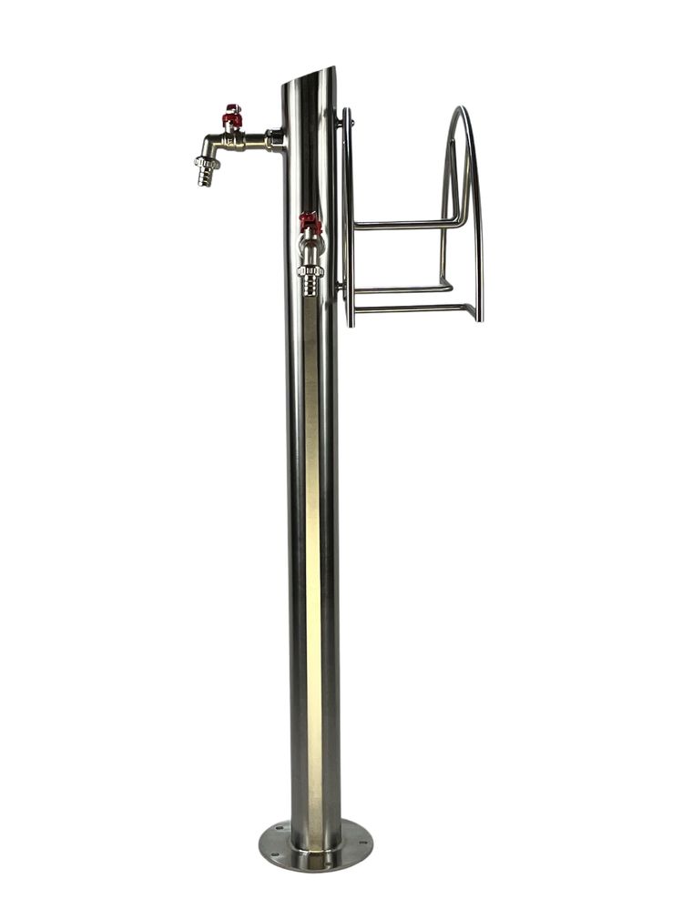 Kran ogrodowy + wieszak na wąż hydrant słupek kranik 90cm INOX