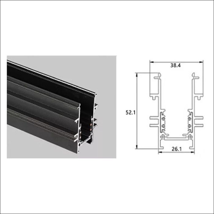 Шинопровод для трековых систем скрытого монтажа CMR-1M G26 BK
