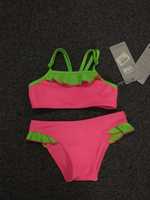 Strój kąpielowy dla dziewczynki 2 latka 92 dwuczęściowy kostium neon