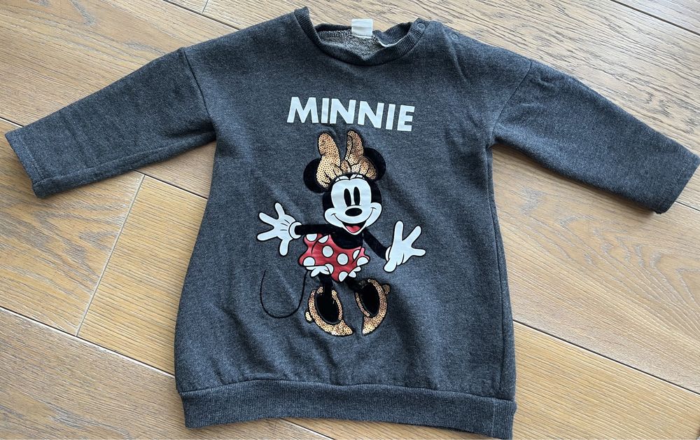 Bluza sukienka tunika MINNIE H&M szara rozmiar 86