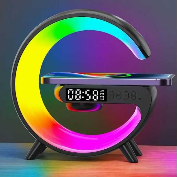 Nowoczesna Ładowarką Indukcyjną  RGB z Głośnikiem Bluetooth