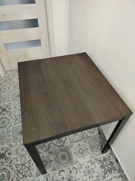 VANGSTA Stół rozkładany, czarny/ciemnobrązowy, Ikea