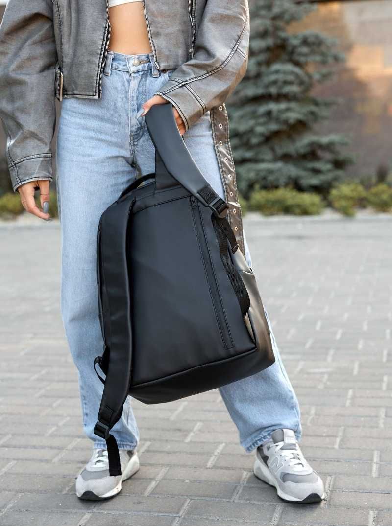 Базовая модель. Черный женский большой рюкзак. Экокожа. Кожзам