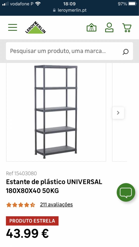 Estante de plástico UNIVERSAL 180X80X40 50KG