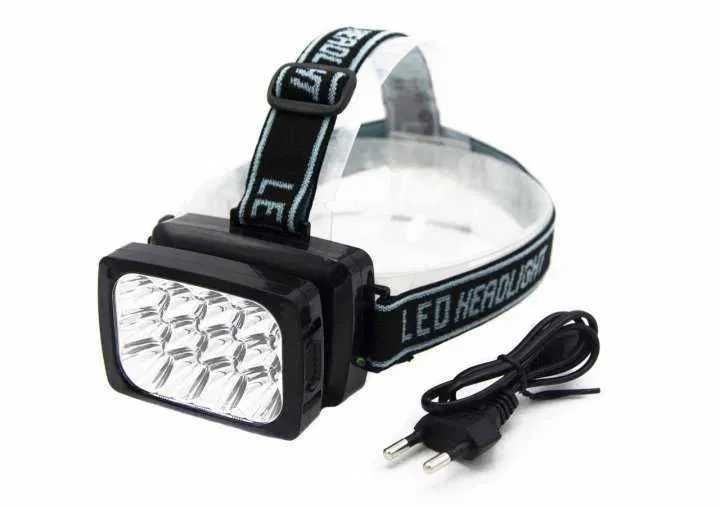 Яркий Налобный Фонарик 12 LED аккумуляторный 220 В Y-1837 150м, 20 ч!