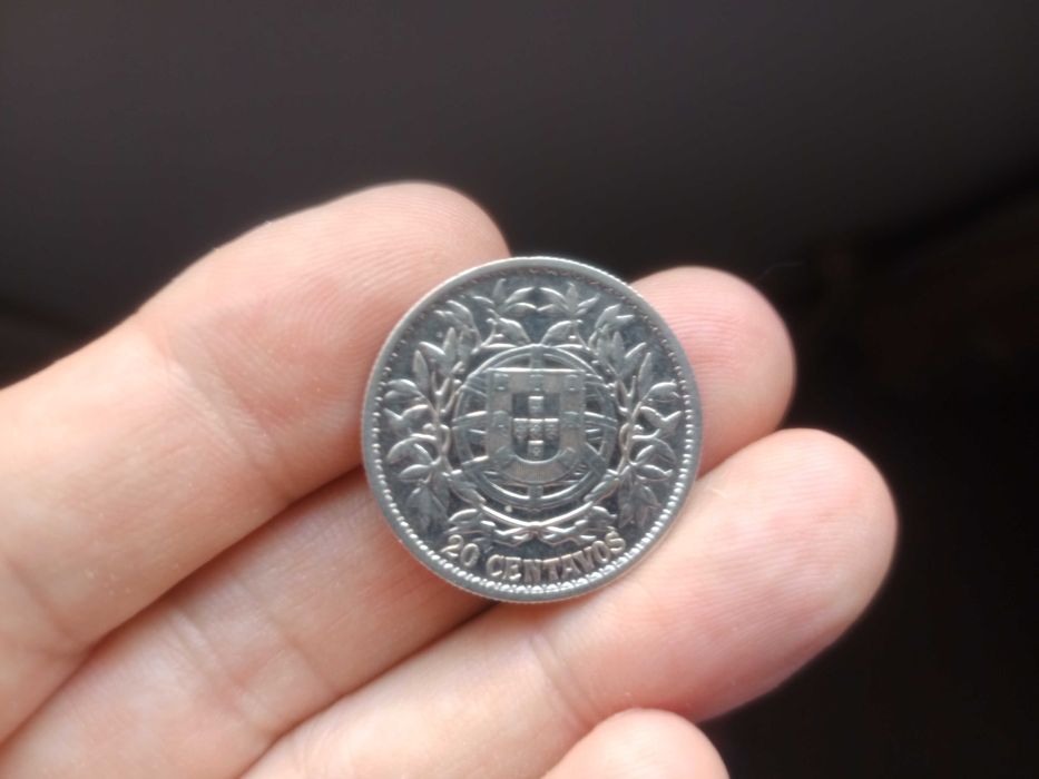 20 Centavos 1916  Bela Prata  Rara