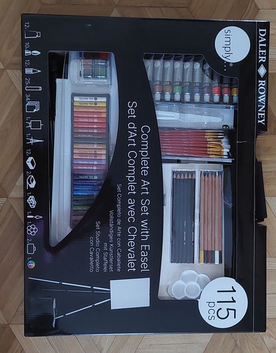 Zestaw plastyczny - 115 elementów+sztaluga