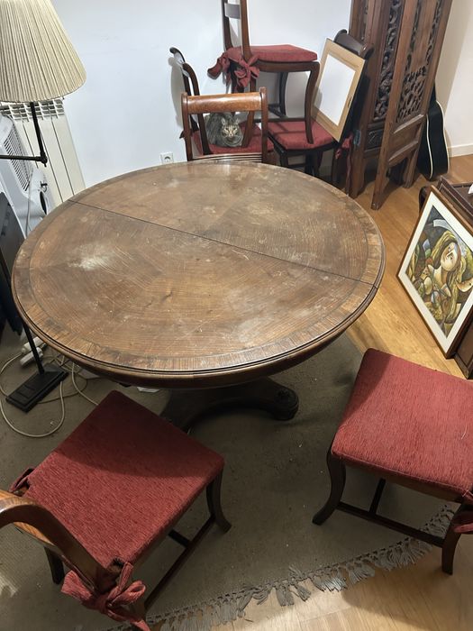 Mesa jantar extensivel com 6 cadeiras madeira macica