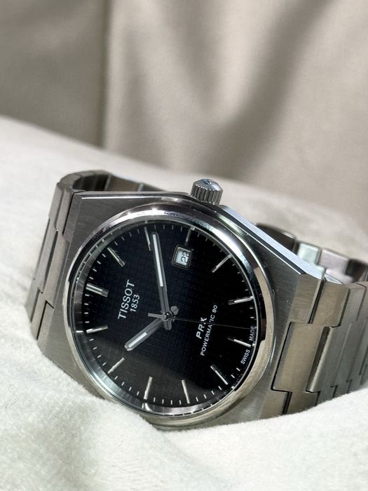 Tissot prx 40 powermatic 80 srebrny czarna tarcza męski