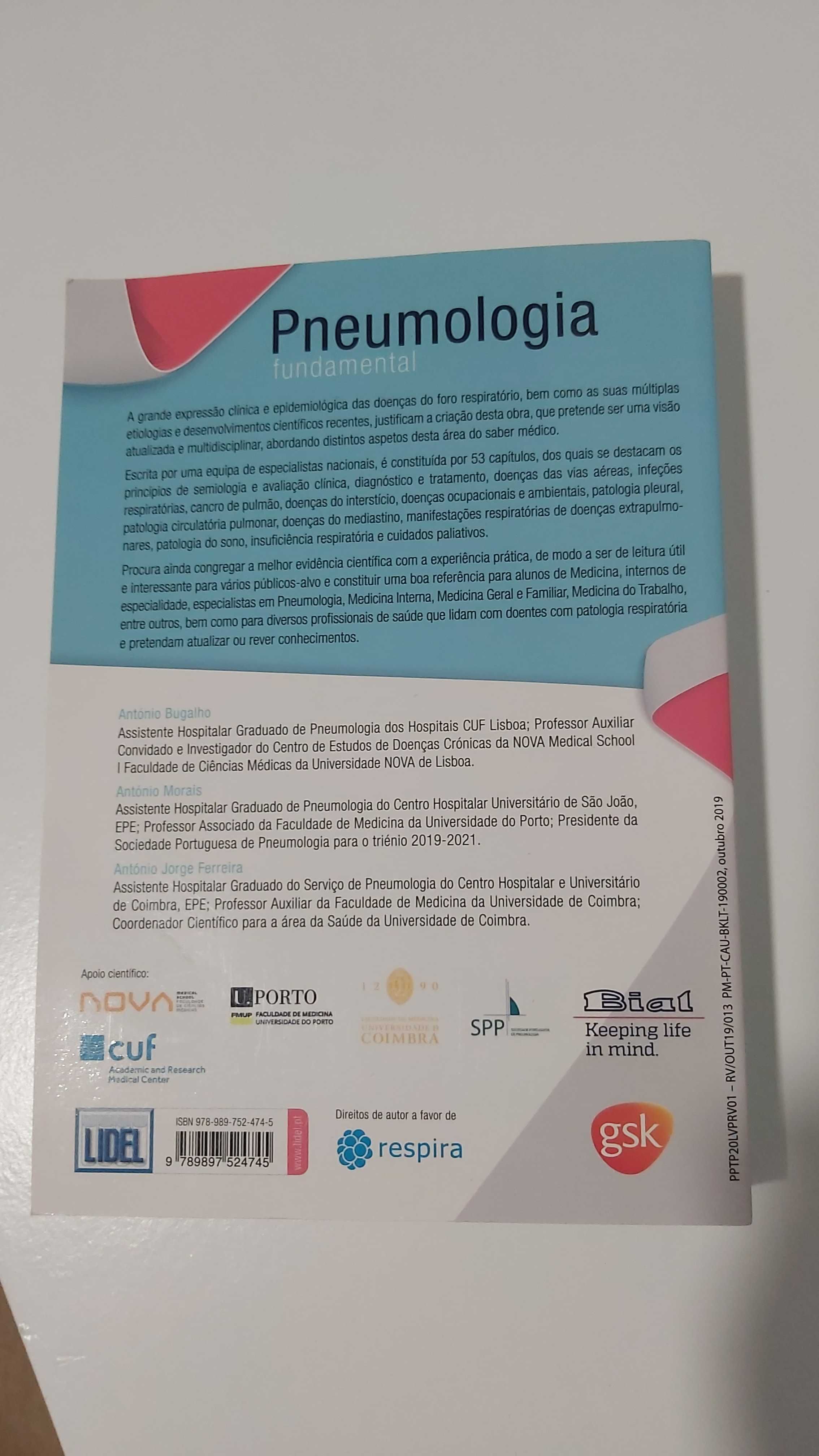 Pneumologia fundamental. António Bugalho, LIDEL.