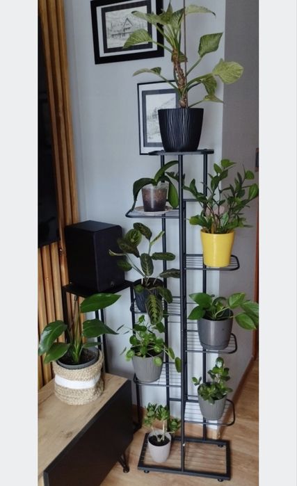 Kwietnik metalowy regał na kwiaty czarny loft 8 poziomów