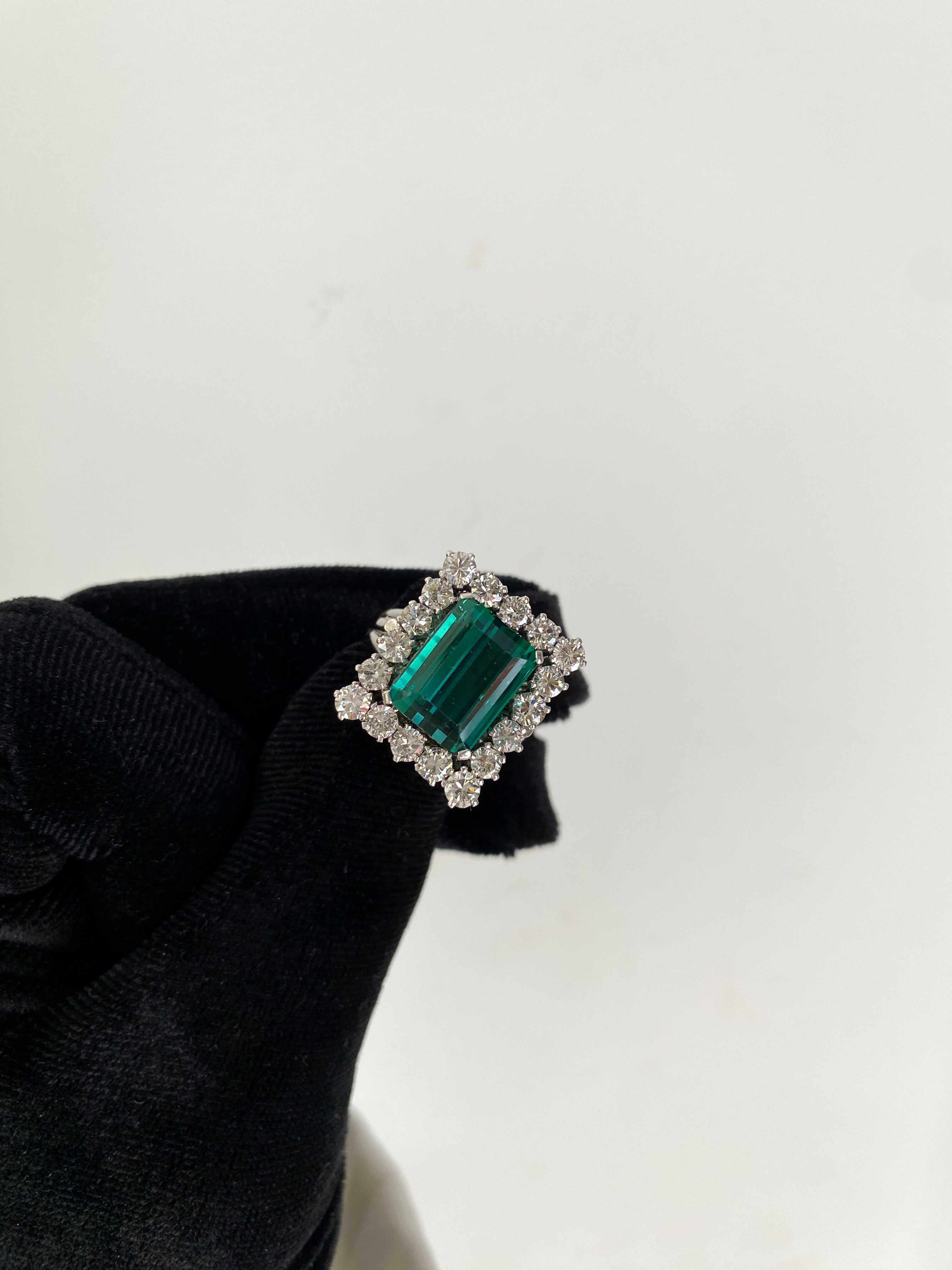 Pierścionek z naturalnym turmalinem 5.30 ct i diamentami 1.56 ct