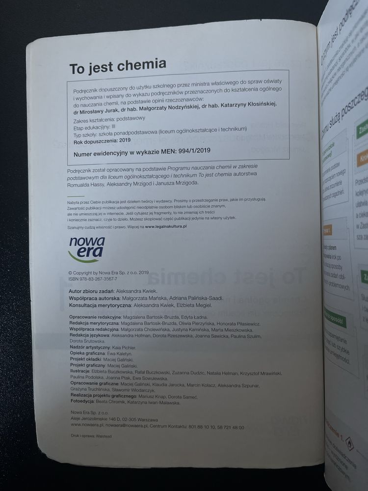chemia, zakres podstawowy - „to jest chemia 1” nowa era