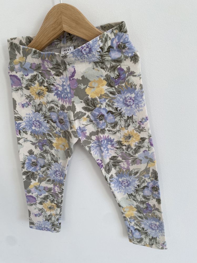 Legginsy next 86 kwiaty fiołkowo żółte