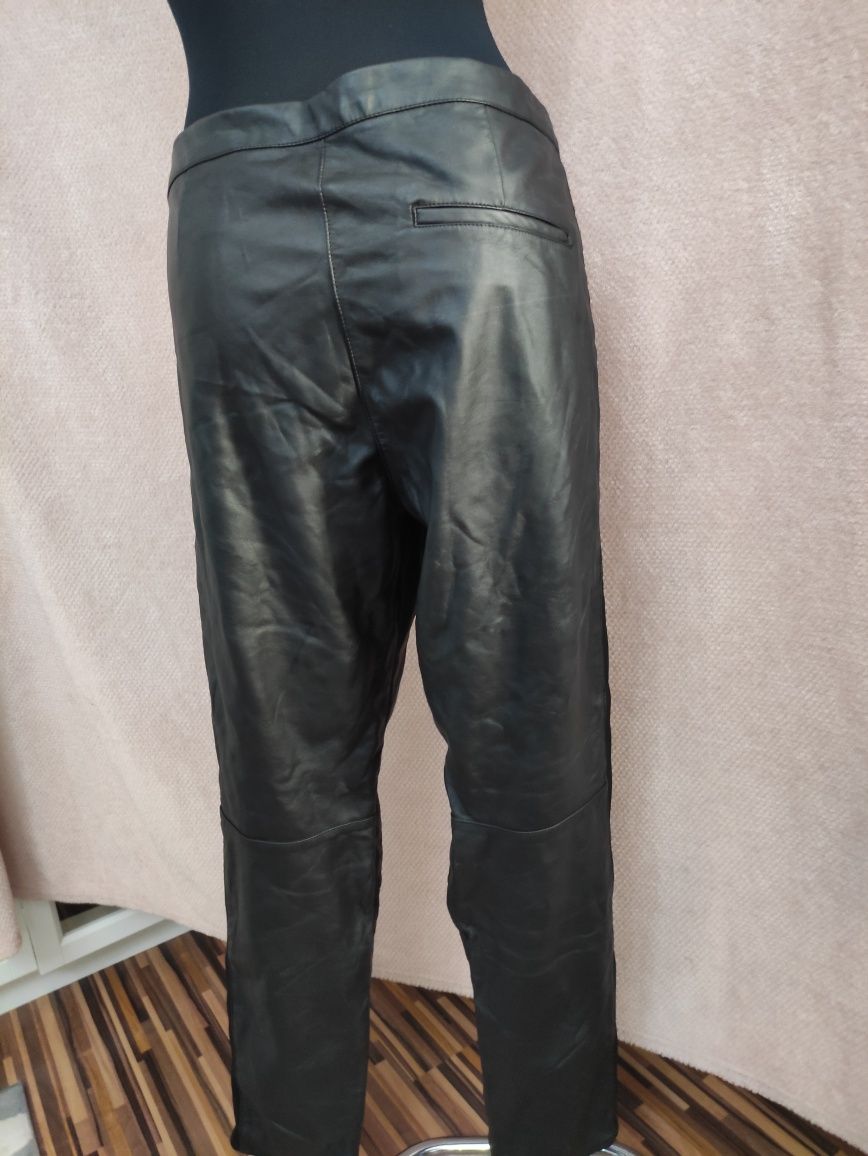 Spodnie damskie eko skóra dla puszystej elastyczne lampas H&M L 44 46