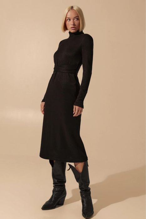 Сукня з паском міді ангора чорна