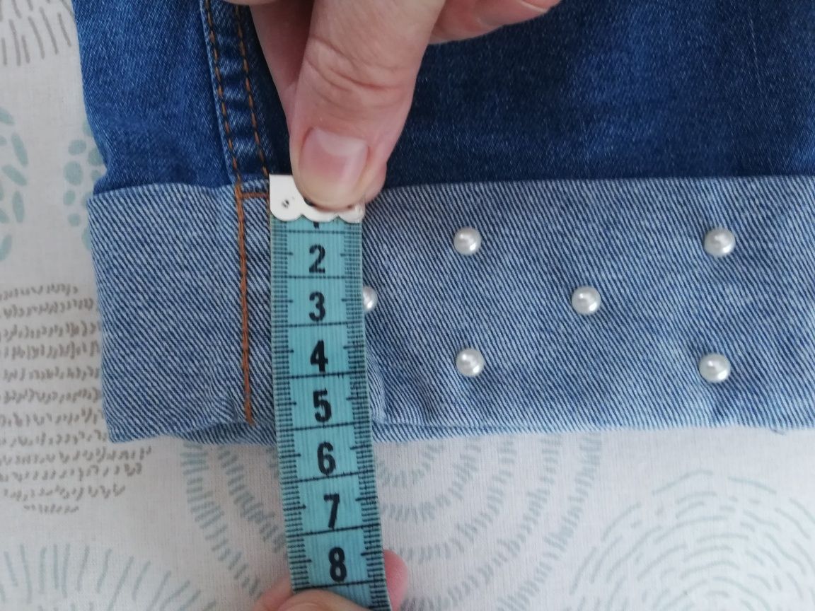Spodnie jeansowe z koralikami na mankiecie Blue Motion r. 40
2 kieszen