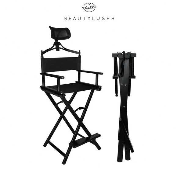 Krzesło do Makijażu Make-Up Aluminiowe + Zagłówek BEAUTYLUSHH