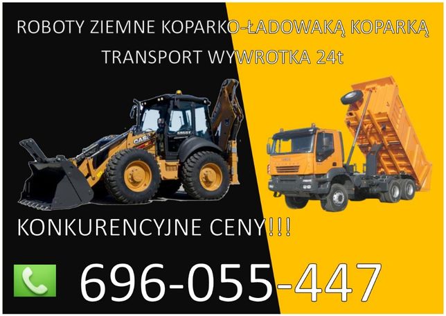 Usługi Koparką oraz koparko-Ładowarką, Transport wywrotką - Modlnica.