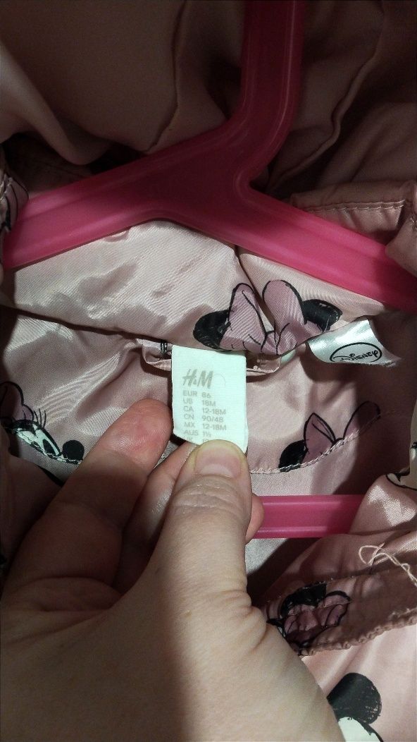 Kurtka zimowa H&M 86 MYSZKA minnie Miki Mickey Mini z kapturem disney