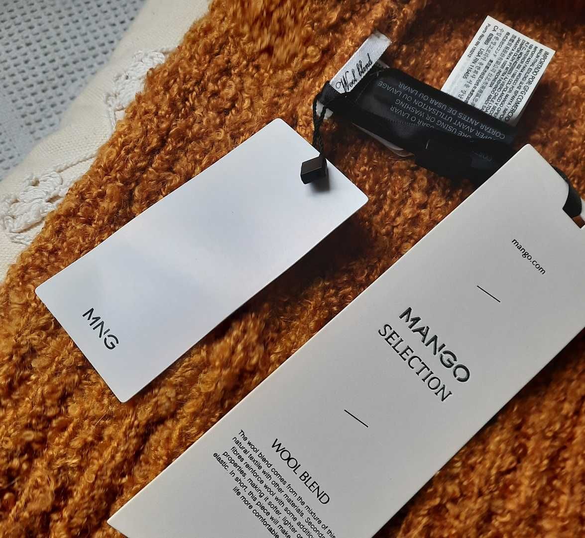 Wełna Alpaca Mango nowa musztardowa ciepła czapka wełniana M L XL