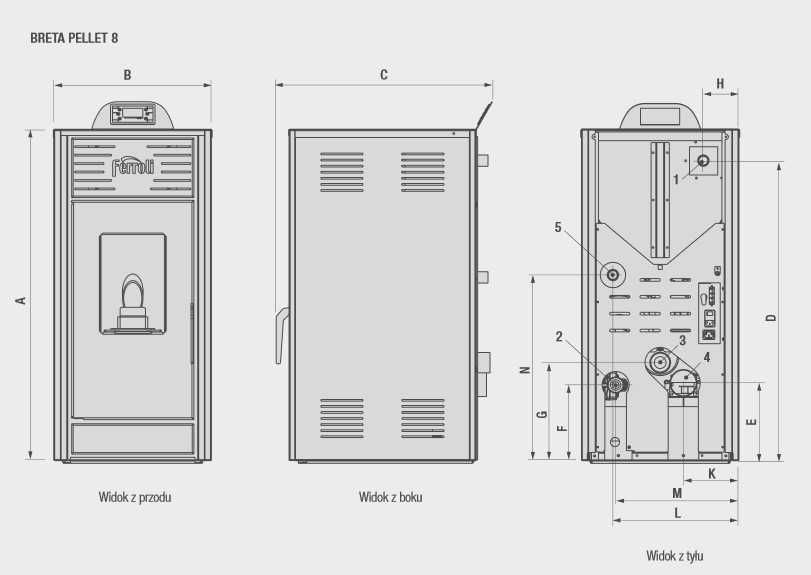 Ferroli kominek piecyk piec na pelet pellet 8 kW co+cwu z płaszczem