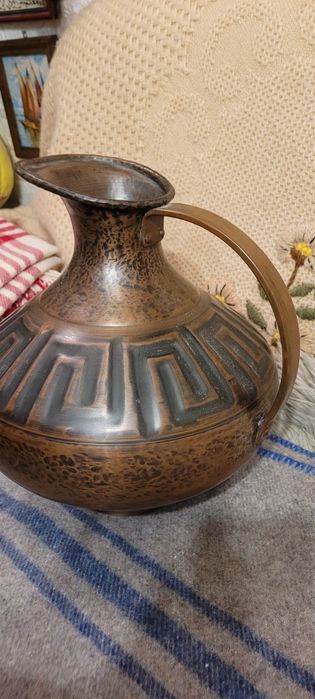 Stary miedziany dzban 30 cm. Sygnowany
