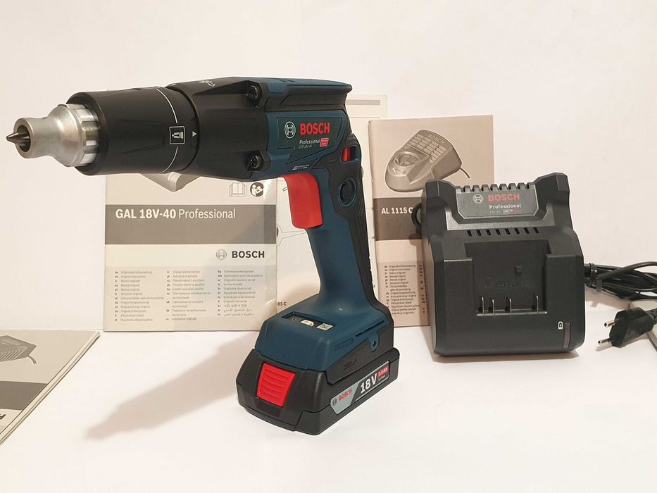 Wkrętarka do płyt GK drewno BOSCH GTB 18V-45 ladowarka bateria 3ah