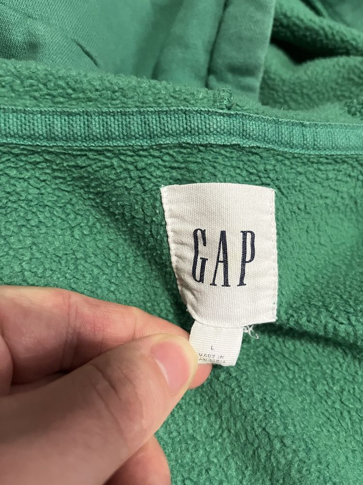 Зеленая худи кофта толстовка мужская с большим логотипом Gap Оригинал